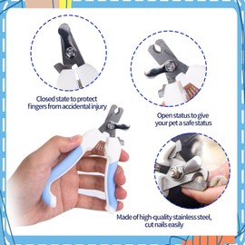 6-Piece Small Animal Grooming Set with Hair Remover, Nail Clipper, Flea Comb, Shampoo Brush for Rabbit, Hamster, Guinea Pig (Blue, One size)