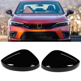 Moonlinks Compatible with Honda Civic 11th Gen 2022-2025 LX EX EX-L Si Sedan Sport Side Mirror Cover Replacement, Glossy Black Left Driver Right Passenger Side Clip-on Mirror Cap WITHOUT Turn Signal