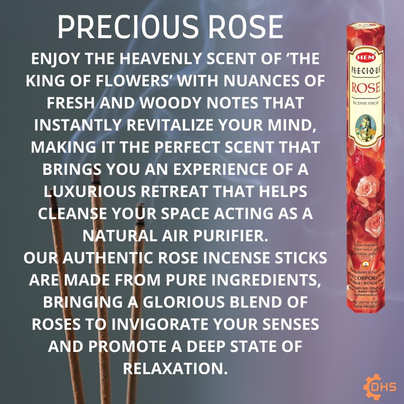 HEM Incense sticks PRECIOUS ROSE Full box of 6 with