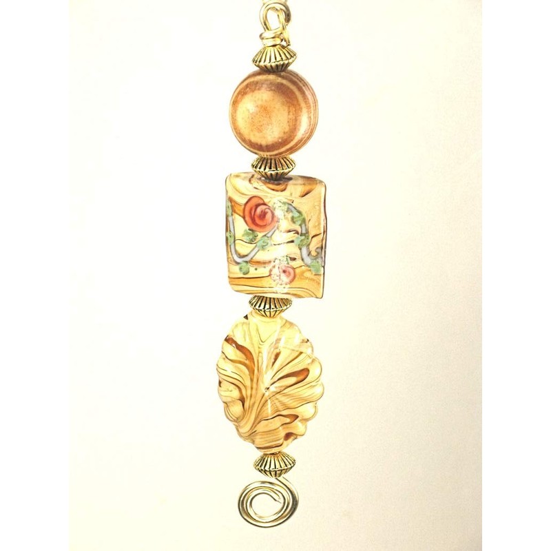 Sweep of Prairie Wheat Cream Lampwork Glass Ceiling Fan Pull