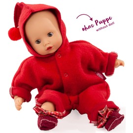 Götz 3403361 Baby Suit Pointed Hat Red - Doll Clothing Size S - 3-Piece Clothing and Accessory Set for Baby Dolls from 30 - 33 cm