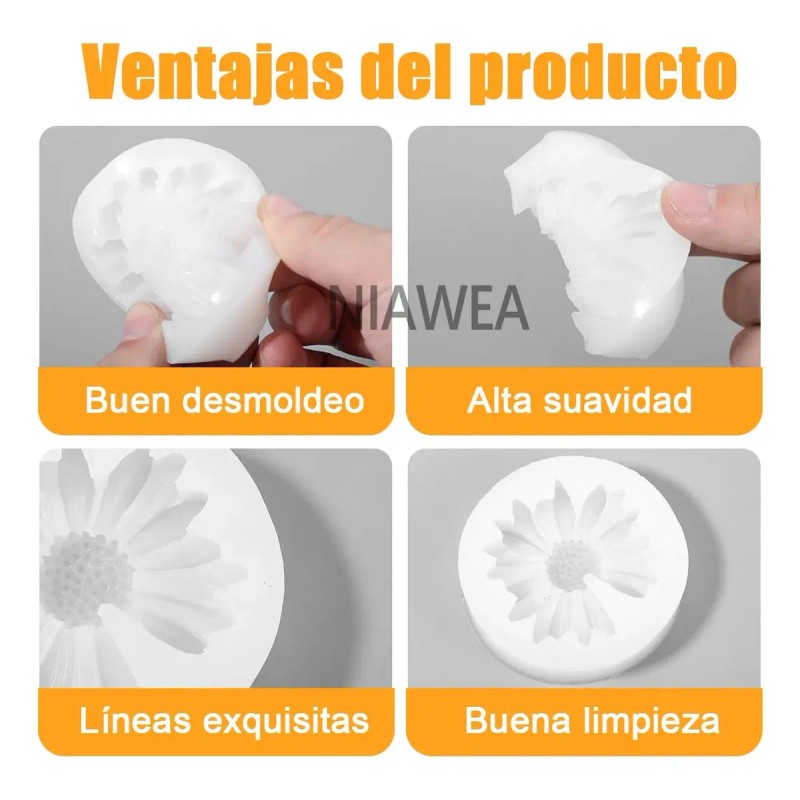 4pz Moldes De Silicon Flores Gerbera Adornos Velas Jabones