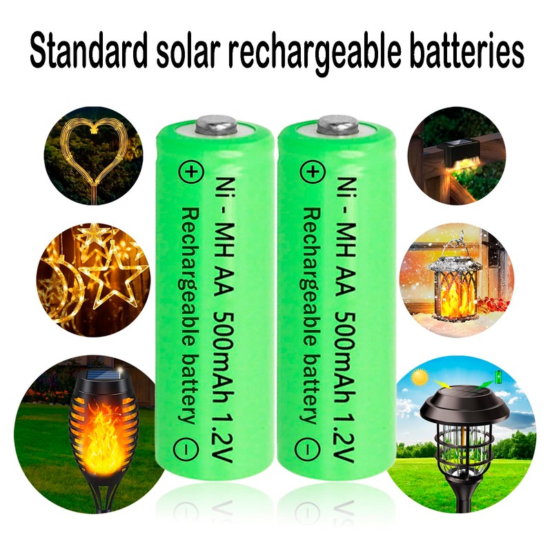 Lombaour 1.2v AA 500mAh Rechargeable Batteries,Double A Ni-MH Pre-Charged Solar