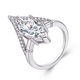 Anillos de plata de ley 925 con forma de ojo y circonita cúbica, anillo de compromiso de eternidad, anillo de compromiso y boda (tamaño 6-11) (8)