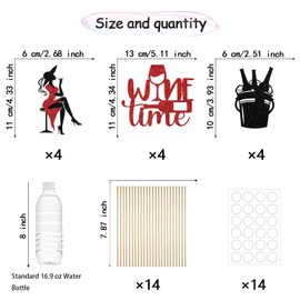 12Pcs Wine Party Decorations Sticks, Wine Tasting Party Centerpiece Sticks, Wine Tasting Party Supplies, Vino Before Vows Bachelorette Birthday Wedding Bridal Shower Party Decor Red