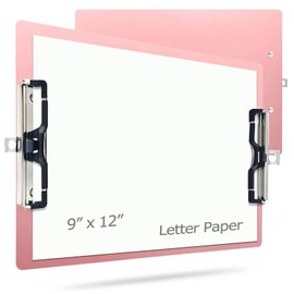 Aluminum Metal Clipboard Stainless Hangable Pen Holder Double Clip Board Size A4 9" x 12.6" for School Office Business Medical Professionals Workshop Factory (Pink, A4-DoubleClip)