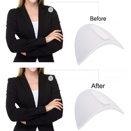 Flomiara 2 Pairs Shoulder Pads with Velcro, Thickness 1.5cm Breathable Sponge DIY Pads Shoulder Enhancer Sewing Supplies for Women Men Sloping High Low Shoulders Clothes Shirts Blazers Dresses, White