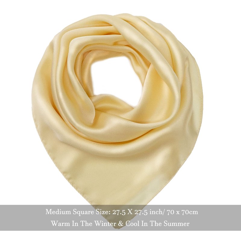 27.5'' Silk Feeling Scarf Medium Square Satin Head Neck Scarf
