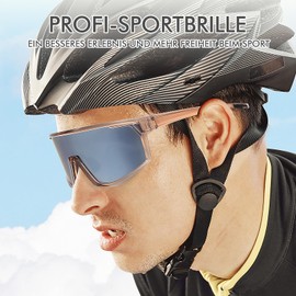 UVTQSSP Cycling Glasses, UV400 Protection Sports Glasses for Men Women, TR90 Frame Ultralight Sunglasses for MTB Road Bike Running Enduro, Golden Frame/Silver Lens