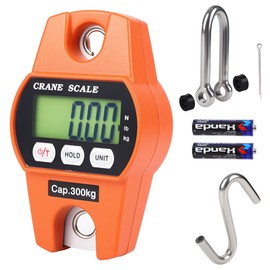 Outmate 660lb/300kg Digital Crane Scale - Compact LCD Handheld Hanging Scale for Garage, Farm, Hunting, Fishing & More(300kg/Aluminium Alloy/Orange)