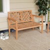 Tangkula Outdoor Garden Bench, 2-Person Teak Wood Bench with Comfy