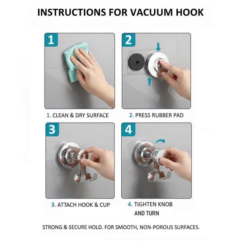 Suction Cup Hooks Razor Holder Powerful Vacuum Organizer for Towel,
