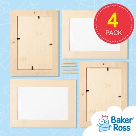 Baker Ross Portafoto di Legno per Bambini da Realizzare, Personalizzare ed Esporre (confezione da 4)