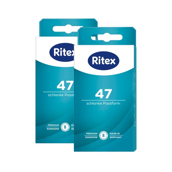 Ritex 47 Condoms, Small Condom, Secure Feel Thanks to Firmer Fit, Pack of 16, Made in Germany