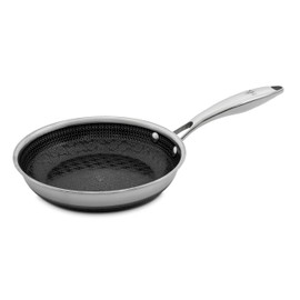 Hell's Kitchen Hybrid 8" Frying Pan, Tri-Clad Stainless Steel and Nonstick Ceramic PFAS Free, no PFOA, no PTFE, no Teflon, Non Toxic Cookware, Metal Utensil Safe, All Cooktops, Oven Safe