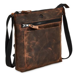 Real Leather Purse for Women Crossbody Bag Travel Shoulder Handbag Small Vintage Pocketbook, Cognac Crazy Horse, Crossbody