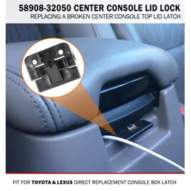 (2 Pack) Center Console Cover Lock Sub Assy Center Console Armrest Lid Latch Fit for Toyota Camry 2002-2006, Sienna 2004-2010, Tacoma 1995-2001 Replace 58908-32050