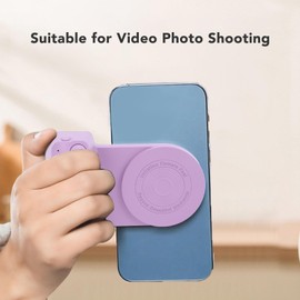 Magnetic Camera Handle with Bluetooth Shutter, Cordless Charging Phone Grip, Phone Camera Holder for Video & Photo (Purple)