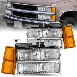 JSBOYAT 8Pcs Fit for 94-99 Chevy C/K Suburban 1500 2500 3500 95-99 Yukon 94 Blazer Headlight Assembly Replacement Headlamp Corner Bumper Lights OE Replacement Bulbs Included