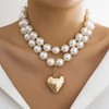 Pearl Necklace Chunky Gold Silver Bib Necklace for Women Statament