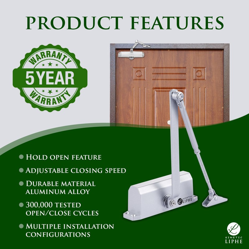 Automatic Door Closer - Hold Open Feature - Adjustable Hydraulic