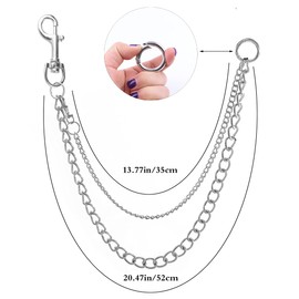 JKJF Punk Jeans Chains Hip Hop Pants Chain Multi Layer Waist Chain Heavy Thick Pocket Chains for Women Men Girls Boys Unisex – Silver Style 5