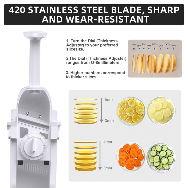 Vegetable Slicer Kitchen Adjustable Thickness 0.1-8mm Professional Vegetable Slicer Potato