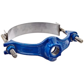Smith-Blair Ductile Iron with Stainless Steel 304 Straps Repair Clamp, Service Saddle, Stainless Steel Bolt, 2 Bolts, 8" Pipe Size, 1" IP Outlet