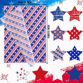 SANNIX 100 Sheets 4th of July Tissue Paper Bulk Red Blue White Stars Patriotic Gift Wrapping Paper for Gift Wrapping Boxes DIY Crafts Independence Day Veterans Party Decoration 19.7 ×13.8 Inch