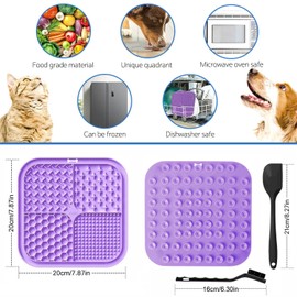 Azyh 2 PCS Licking Mat for Dogs & Cats with Suction Cups, Dog Slow Feeder Lick Pat for Anxiety Relief, Dog Toys Feeding Mat for Butter Yogurt Peanut, Pets Bathing Grooming Training Mat (7.9''*7.9'')
