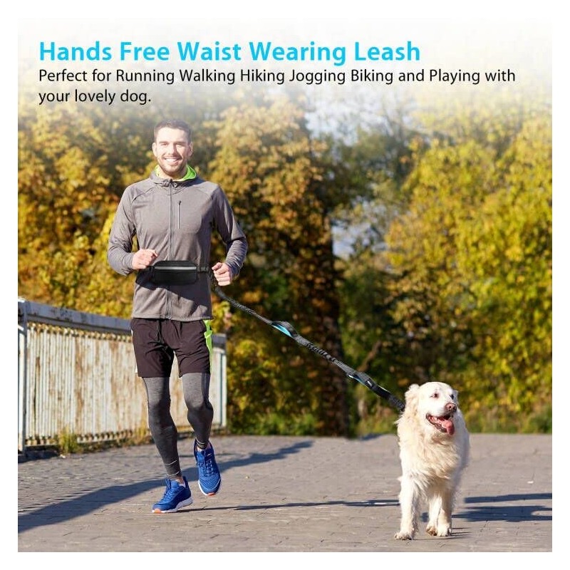 Uppetly Hands Free Dog Running Leash with Adjustable Waist Belt,