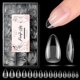 Makartt Short Almond Nail Tips for Gel Extensions, 510pcs Half Matte Soft Gel, Pre-Buffed, No File Needed, Full Cover Acrylic False Nail, Fake Nails, Press on Nails, Long-Lasting, 15 Sizes