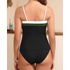 Black Color Block Bandeau Tankini Swimsuits for Women - Two