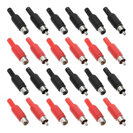 eMagTech 40PCS Solder RCA Plug Adapter Audio Video Connector Replacement RCA Male and Female Plug Jack (10 Red/Black Male & 10 Red/Black Female)