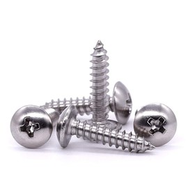 #4 x 5/8" Truss Head Wood Screw, Phillips Truss Head Self Tapping Sheet Metal Tek Screw, 18-8 Stainless Steel 304, Brgiht Finish, 100 PCS