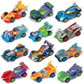 T-RACERS Mix 'N Race - Collection of 12 Collectible Cars Each Car Can Be Divided into Two Parts with Interchangeable Parts and Wheels Collection 1/2