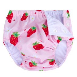 Baby Newborn Reusable Swim Diapers Washable Toddler Unisex Swim Diaper Infant Swimming Diapers (Pink Strawberry, 6-18 M)