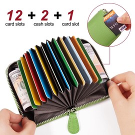 GADIEMKENSD Credit Card Holder RFID Protection Leather Wallet 14 Compartments Card Holder with Zip Case, yellow, Compact