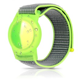 xalvok Kids GPS Tracker Bracelet - Adjustable Anti-Lost for AirTag (2nd & 1st Gen), Knitted Band with Protective Case for AirTag Watch, Nylon Material for Children & Elders, Green-Small