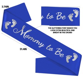 Mommy to be (1), Grandma to be (2) - Baby Shower Decorations, Gender Reveal, Welcome Baby, Baby Sprinkle, Baby Shower, Blue Sash Baby Shower - Mommy to Be - Royal Blue Sash with Silver Lettering