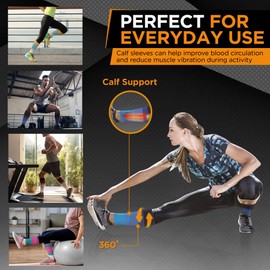 Doc Miller Compression Calf Sleeve for Men & Women, Medical Grade, 20-30mmHg Graduated Support for Running, Calf Tear, Shin Splints, Knee High, Calf Sleeves, Stripes Design, Extra Large Size,1 Pair