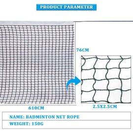 Green Badminton Net with Rope Cable Single-Edged Volleyball Net Outdoor Portable Replacement Net for Beach Backyard Sport Indoor Tennis Training Net Mesh