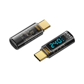 YFFSFDC USB 4.0 Type C Conversion Adapter, LED Watt Screen Display, Set of 2, PD Compatible, 240W Fast Charging, 8K @ 60Hz Video Output, Male to Female, Built-in Smart Chip, 40 Gbps High Speed Data