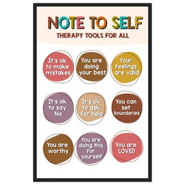 Mental Health Note To Self Wall Art Decors Positive Psychology Affirmations Wall Decor Wooden Hanging Wall Pediments Inspirational Wall Art For Counseling Therapy Office Students Classroom