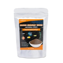 capuca Brine Shrimp Eggs Fish Food - Sea Monkey Eggs 90% Hatch Rate Aquatic Foods for Freshwater & Saltwater Fish, Shrimp, Fry (1.4oz)