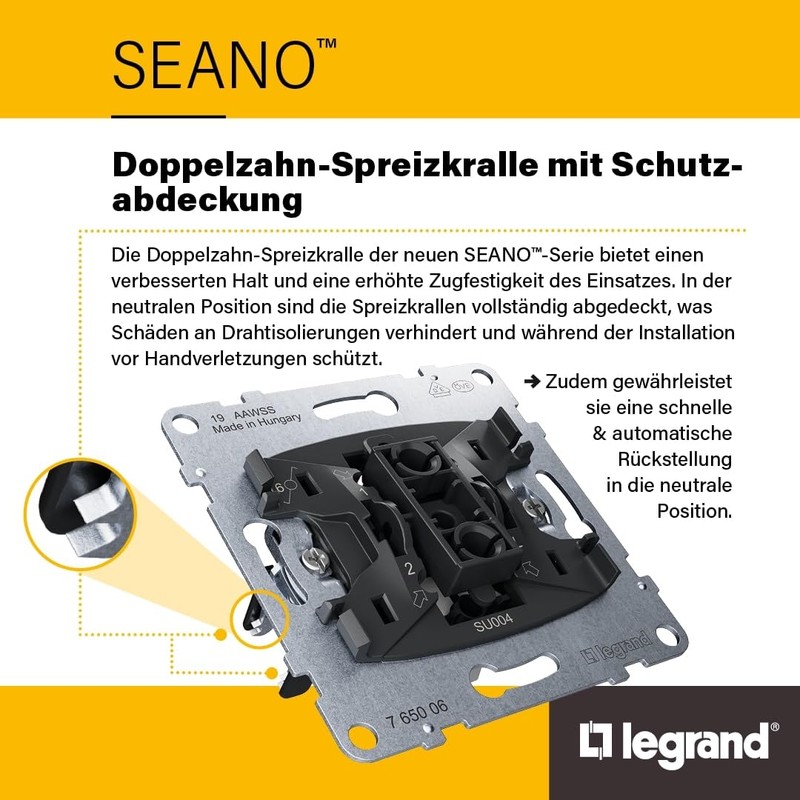 LEGRAND, Seano 765017 Push Button Insert with Toggle Contact and