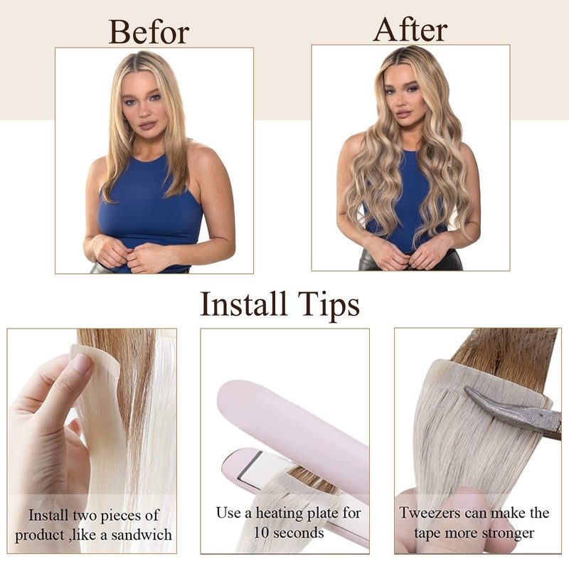 Loxxy Tape in Human Hair Extensions Real Remy Brazilian Invisible