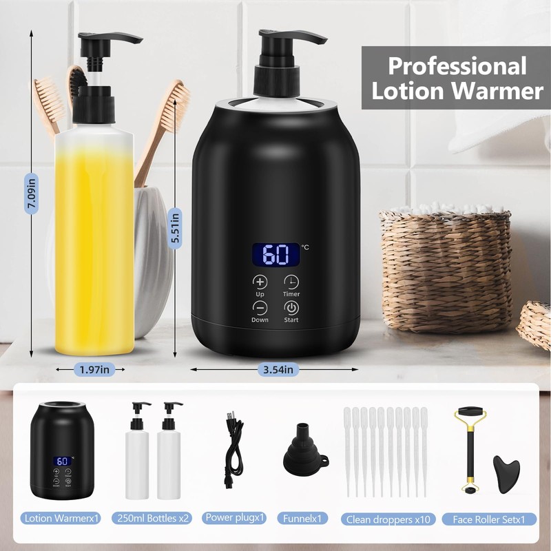 Massageöl Wärmer mit Gesichts-Roller-Set, iklestar Professioneller Massage öl wärmer gerät,