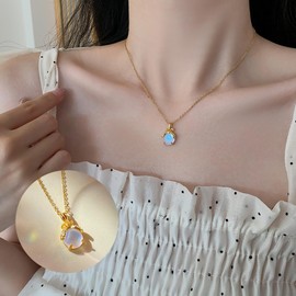 Caimeytie Women's Pendant Necklace, Firefly Pendant, with Gold Stainless Steel Necklace, Women Gift, Mother Gift, Girl Gift, Cubic Zirconia Necklace