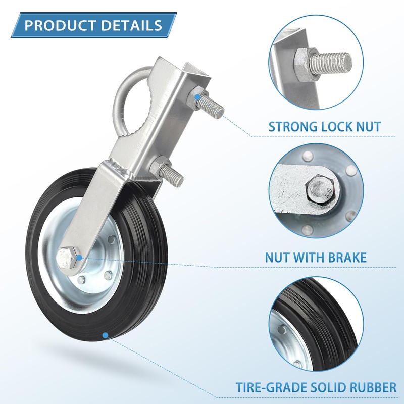 Kikerike Gate Wheels for Metal Tube Gate, Heavy Duty 6-1/4"